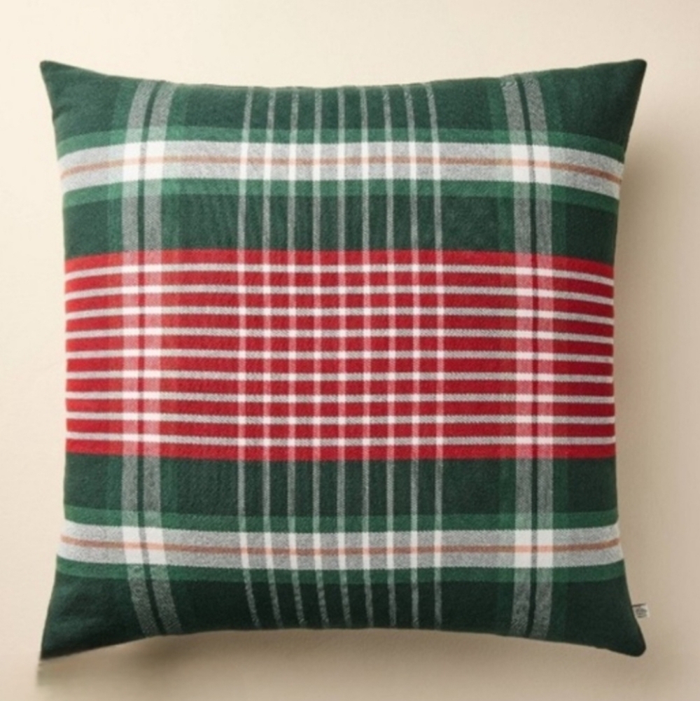 Plaid Pillow Hearth & Hand 18"×18" With Green/Red/White